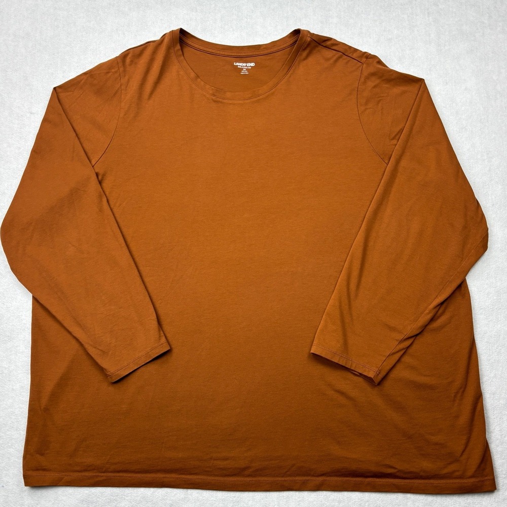 Lands End Womens 3X Burnt Orange Relaxed Fit Supima Cotton Long Sleeve Tee